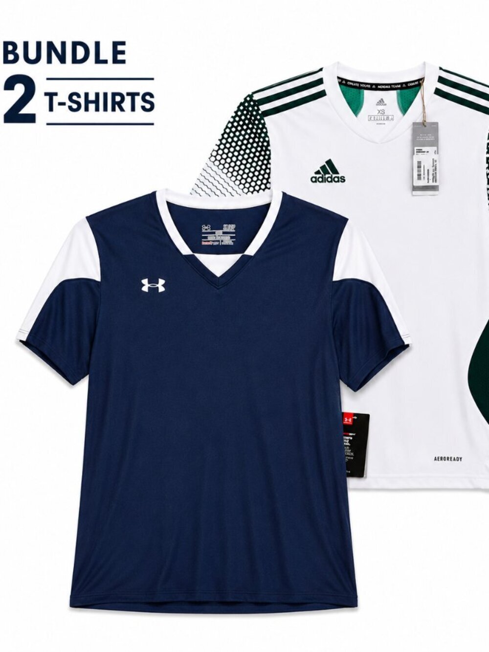 Bundle 2 Adidas Aeroready XS Under Armour HeatGear SM Athletic T-Shirts Womens